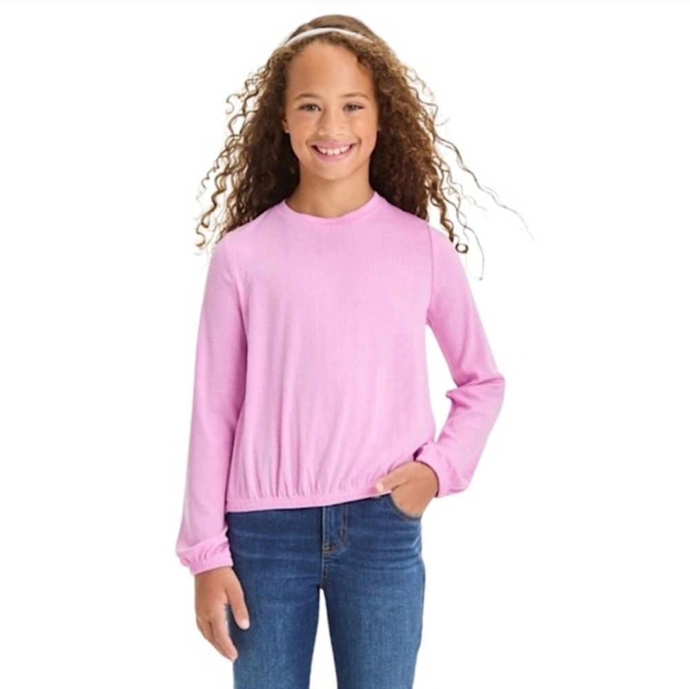 Girls' Long Sleeve Pointelle Knit Top - Cat & Jack Medium Lavender M(8)